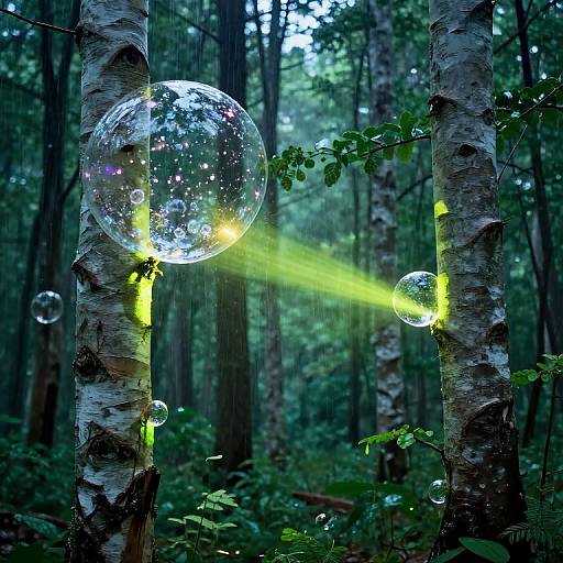 Neon-Lit Gelatinous Trees After Rain