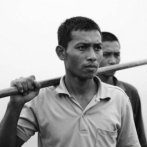 Gritty High-Contrast BW Portrait with Stick