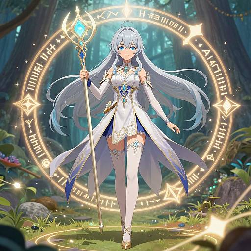 Anime Fantasy Character with Magical Staff