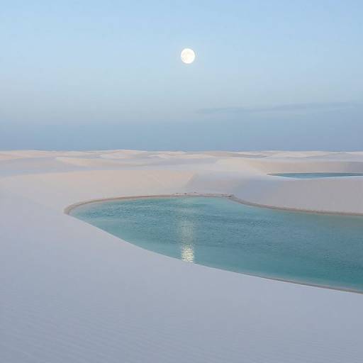 Surreal White Sand Dunes at Moonlight