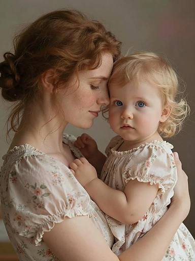 Tender Mother and Daughter Embrace