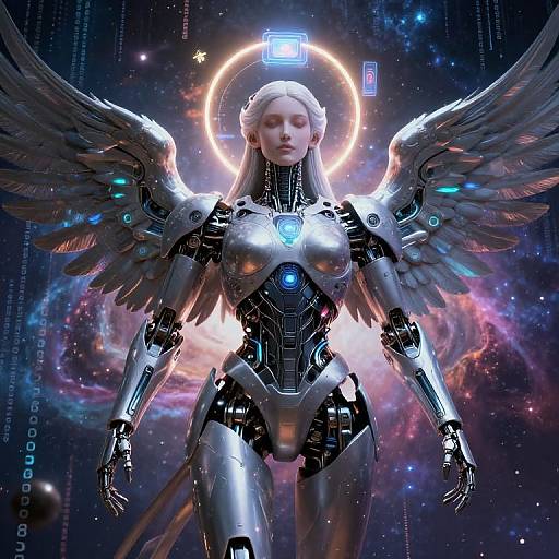 AI God with Mechanical Wings