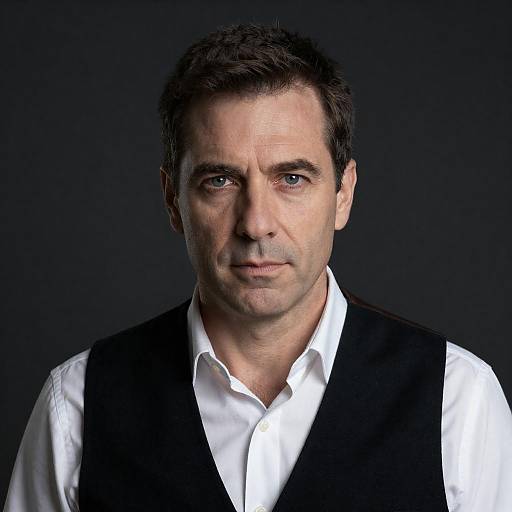 Serious Middle-Aged Man in Black Vest