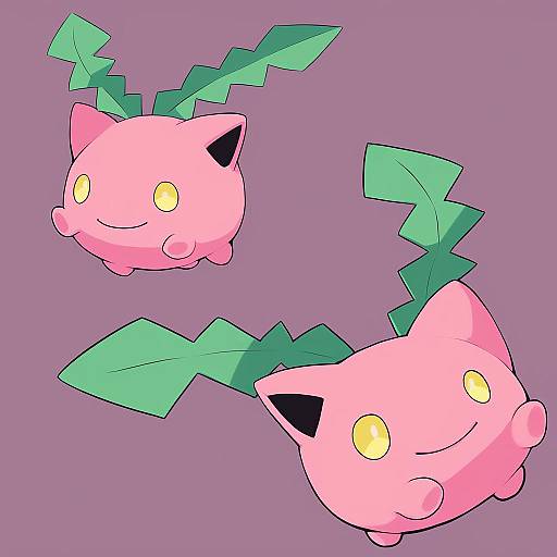 Illustration of Hoppip, pokemon in the style of Saru