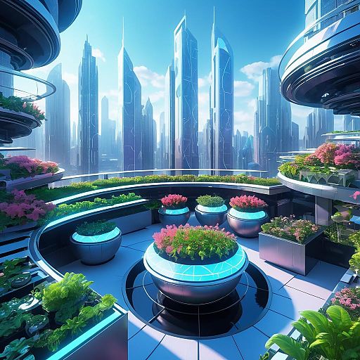 Futuristic Rooftop Garden in Metropolis Futuristic Rooftop Garden in Metropolis