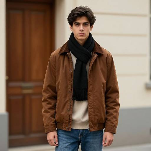 Boy in Casual Outfit by Door