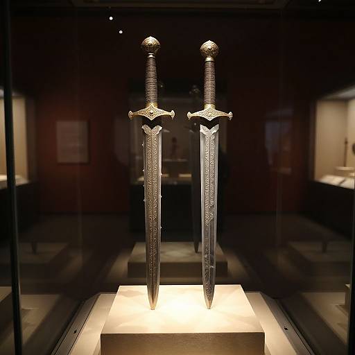 Intricate Ornamental Swords in Display