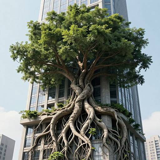 Sentient Tree Twisting Through Skyscraper