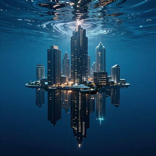 Floating Submerged Metropolis at Ocean