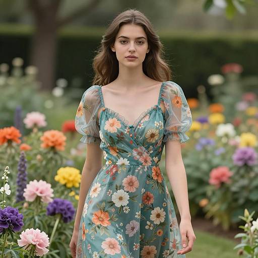 Charming Floral Garden Party Dress Portrait