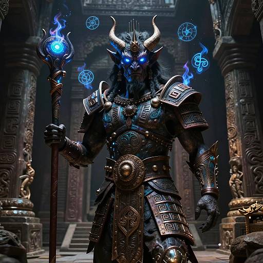 Humanoid Demon in Ancient Ruins