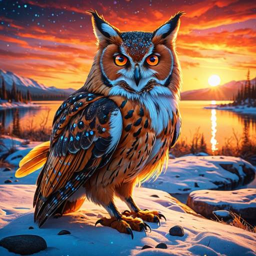 Majestic Amber Owl at Sunrise