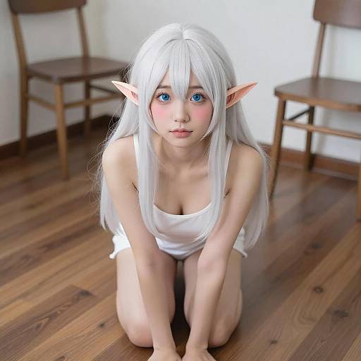 Elf Woman Kneeling Digital Portrait