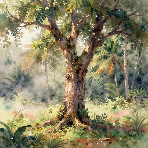 Ancient Mango Tree Stump in Tropical Rainforest