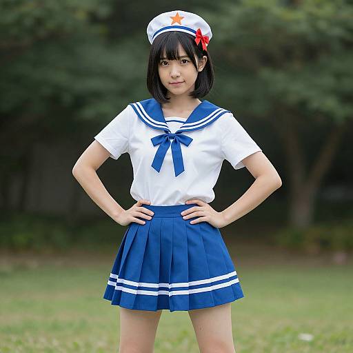 Asian Woman in Sailor Costume