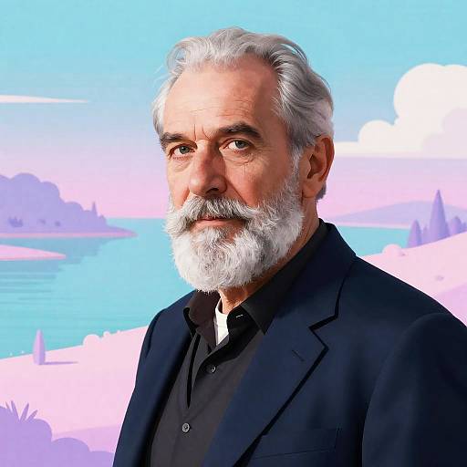 Surreal Elderly Man in Vaporwave Pastels