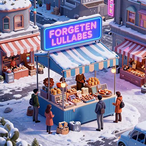 Cyberpunk Surreal Marketplace 3D Render