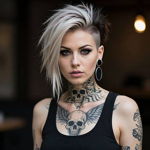 Punk Woman with Tattoos and Undercut