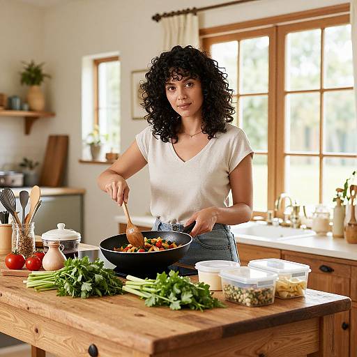 Cozy Sunny Kitchen Stir-Fry Moment