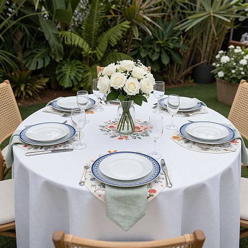 Elegant Floral Outdoor Dining Setup