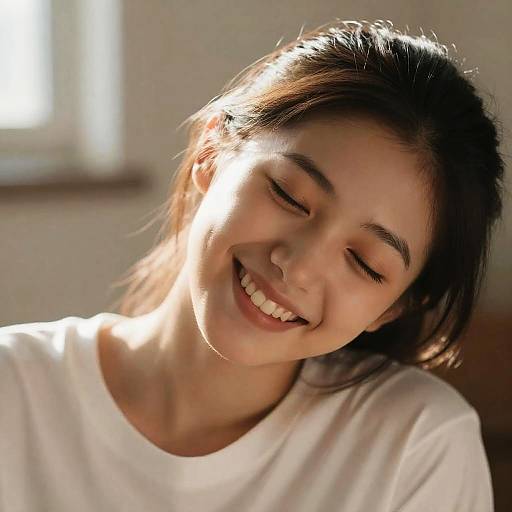 Hyper-Realistic Portrait of Joyful Girl