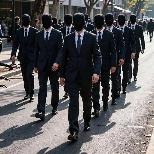 Faceless March with Grotesque Shadows