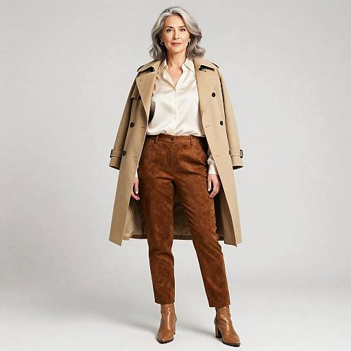 Stylish Middle-Aged Woman in Trench Coat
