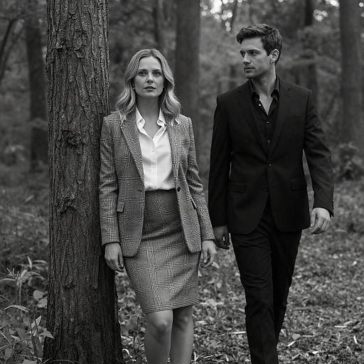 Black and White Couple in Woods