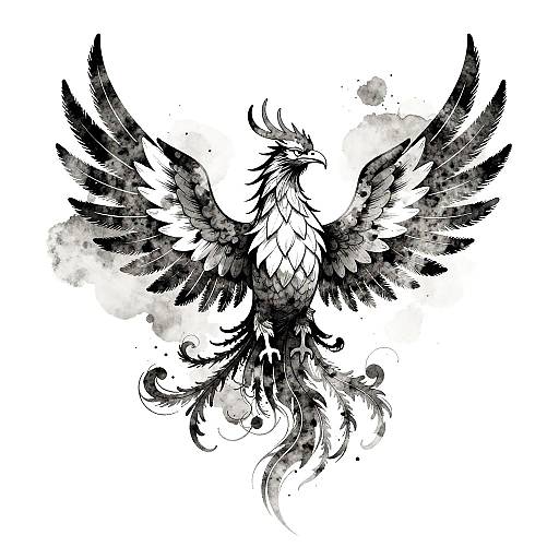 Majestic Phoenix Watercolor Tattoo Design