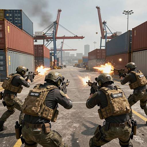 Urban Tactical Team Firing in Industrial Port
