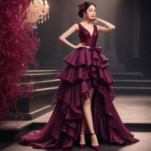Elegant Character in Sequined Plum Ensemble