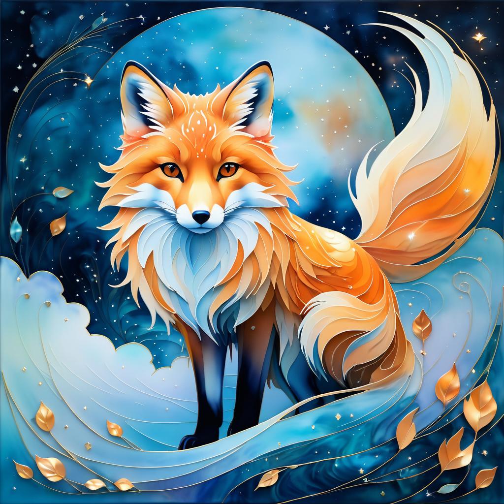 Surreal Fox Portrait with Dreamy Background