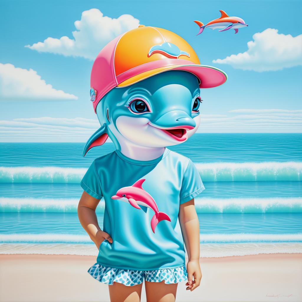 Vibrant Pop Surrealism Dolphin Art