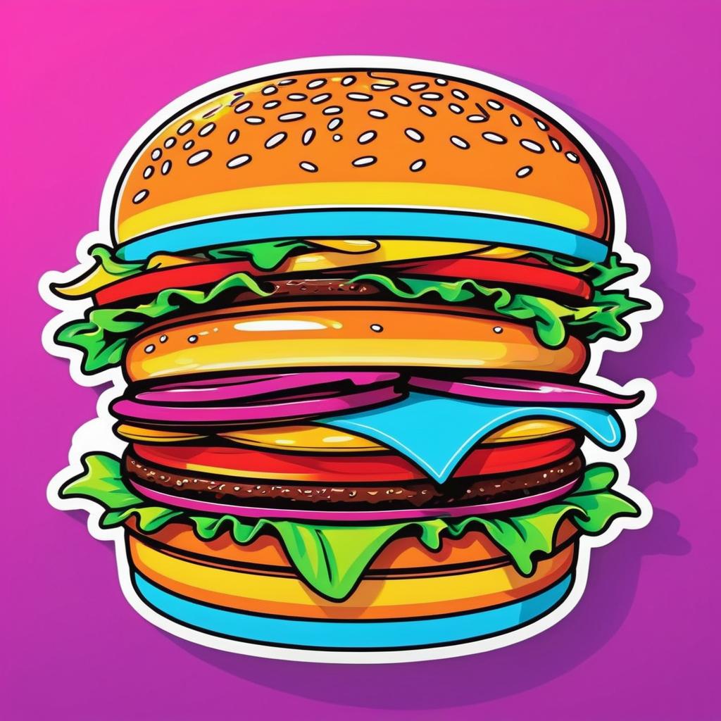 Vibrant Pop Art Burger Sticker Design