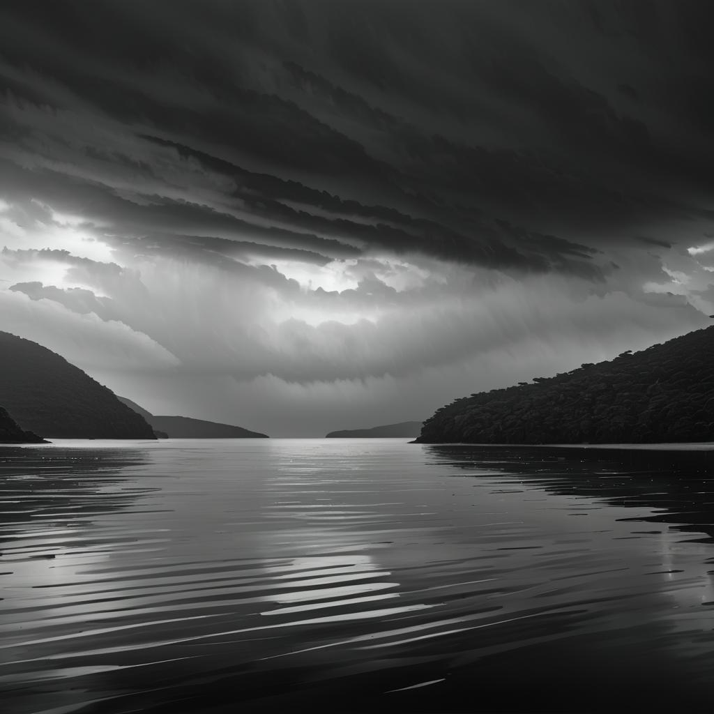 Serene Monochrome Bay Scene