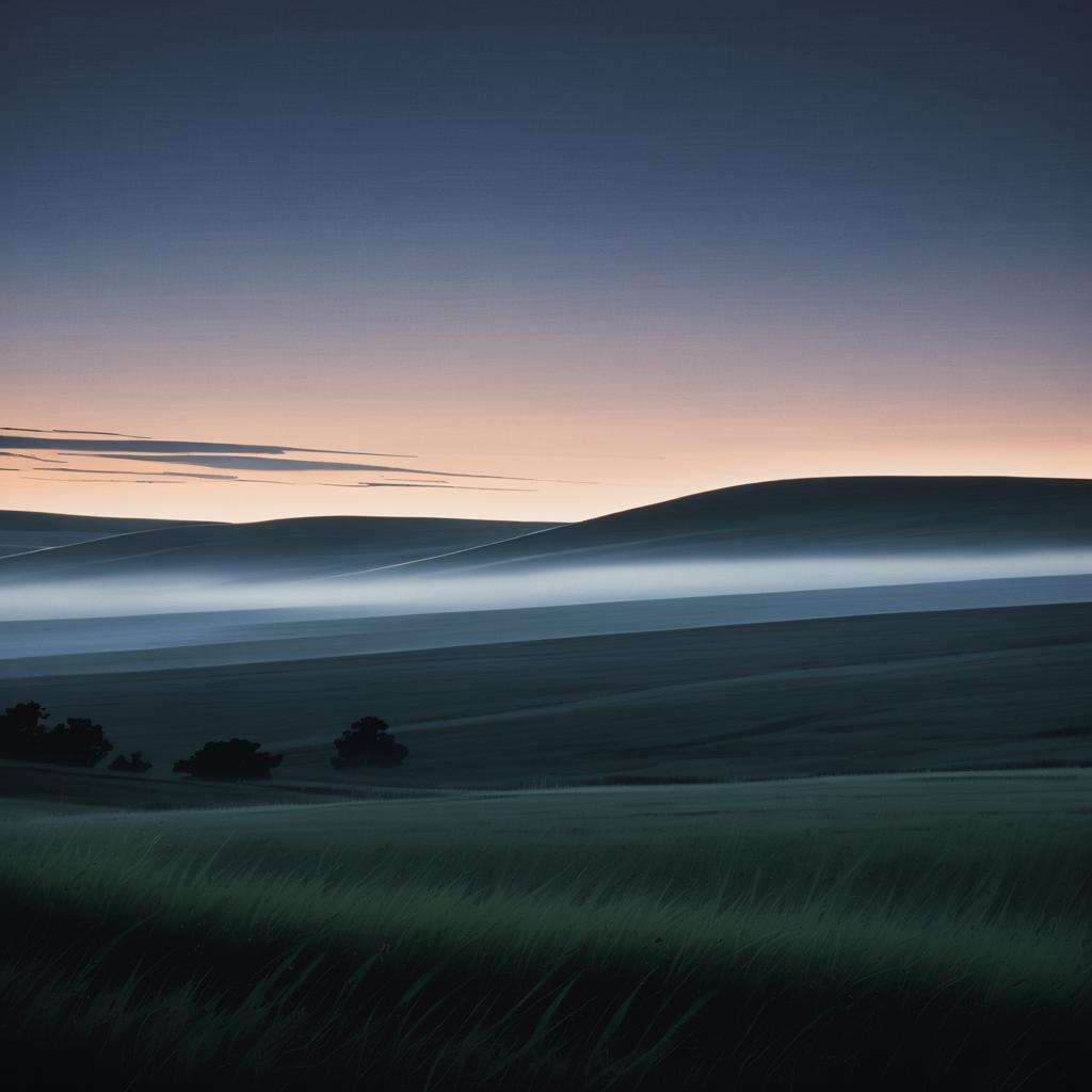 Ethereal Twilight Over Rolling Prairie Hills