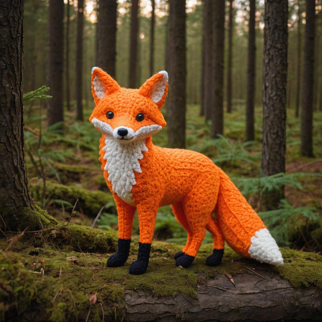 Evening Orange Fox in Forest