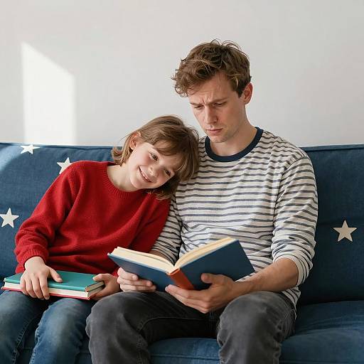 Heartwarming Moment on a Starry Couch