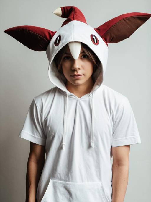 Man Wearing Smeargle Cosplay Hoodie