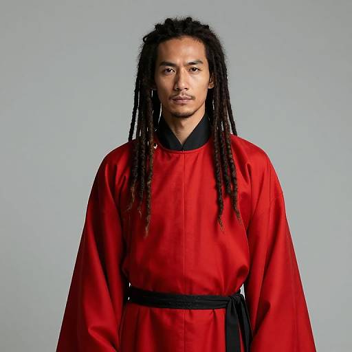 Man in Red Robe with Dreadlocks