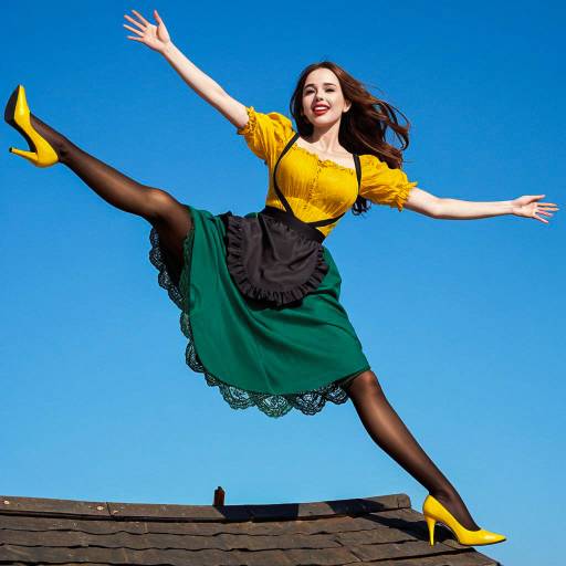 Jumping Tall Girl in Green Dress Jumping Tall Girl in Green Dress