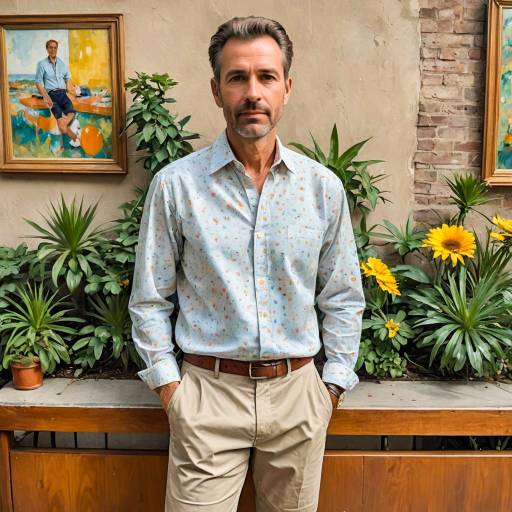 Middle-aged man in casual brunch outfit