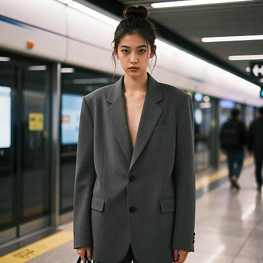 Androgynous Half-Bun in Neon Subway
