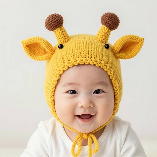 Adorable Baby in Yellow Giraffe Hat