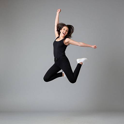 Joyful Woman Leaping with Energy