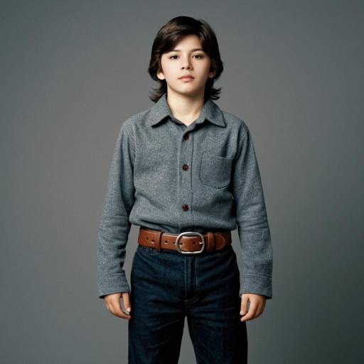 Boy in Grey Shirt and Brown Belt