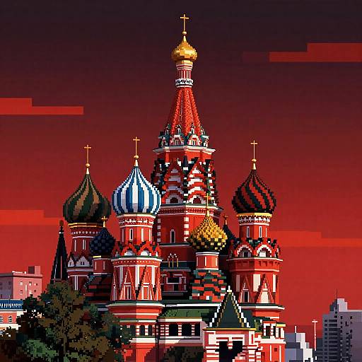 Constructivist Pixelated Moscow Scene