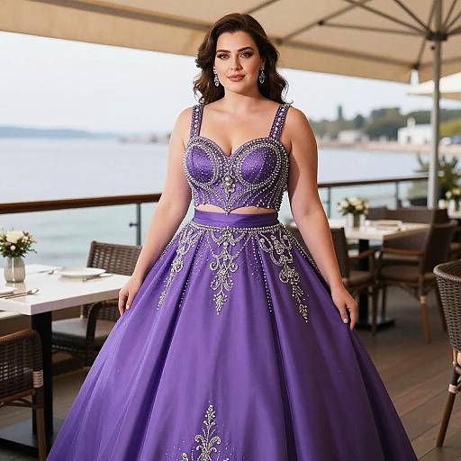 Elegant Woman in Purple Ball Gown