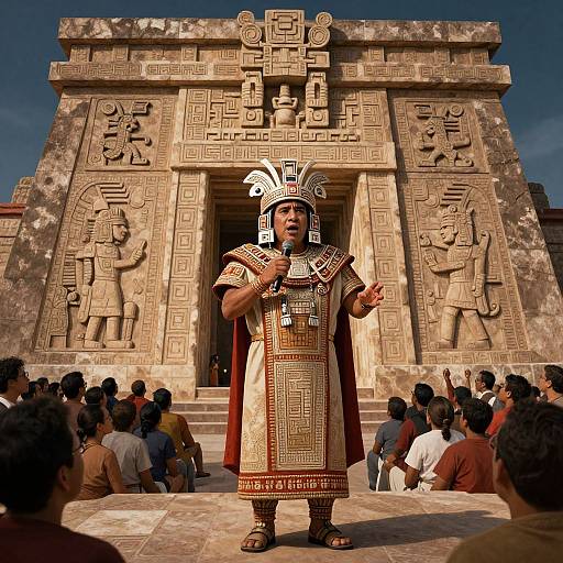 Moctezuma Delivering Speech at Temple
