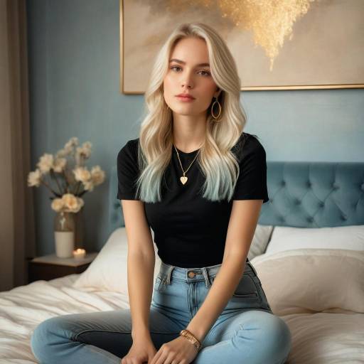 Young Woman Sitting on Bed in Cozy Bedroom